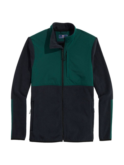 Vineyard Vines Men's Harbor Colorblock Fleece Zip-up Jacket In Jet Black