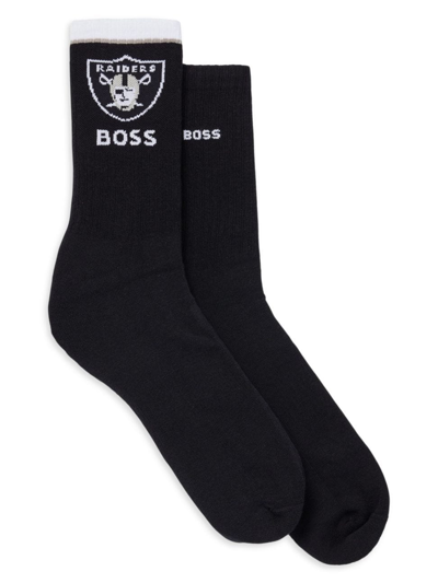 Hugo Boss Boss X Nfl Two-pack Of Cotton Short Socks In Raiders