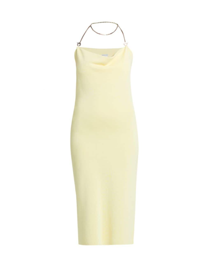 Bottega Veneta 双层粘胶纤维针织迷笛连衣裙 In Yellow