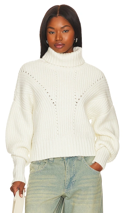 Varley Rogan Cropped Knit Pullover Egret Xl In Beige