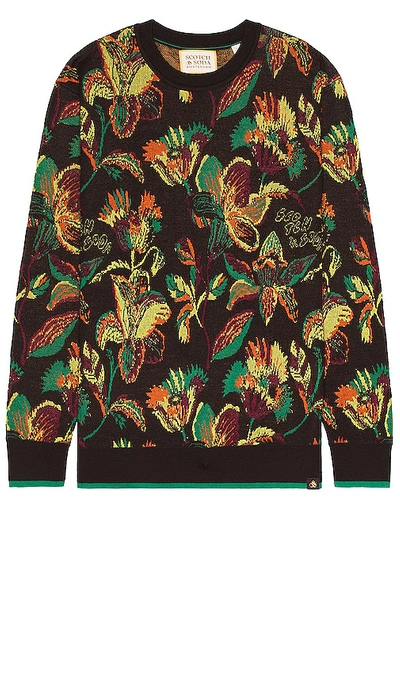 Scotch & Soda Jacquard Jumper In Wildflower Chocolate