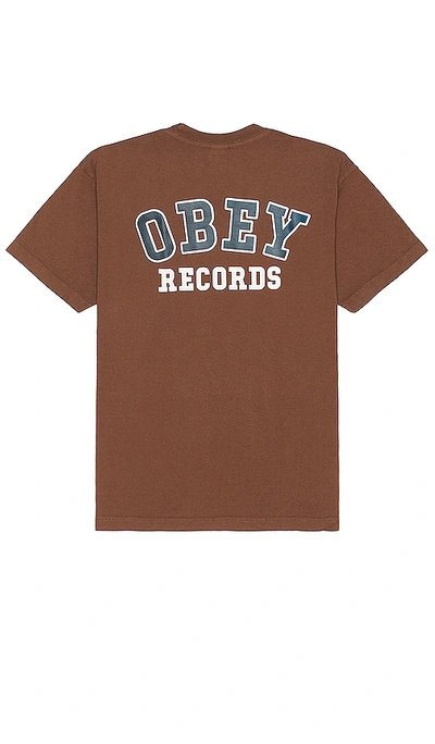 Obey Records T-shirt In Sepia
