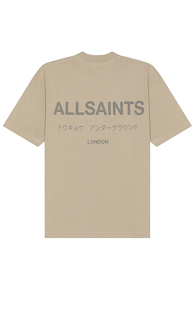 Allsaints Underground Tee In Stone Taupe