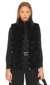 Jocelyn Plush Faux Fur Reversible Vest In Black
