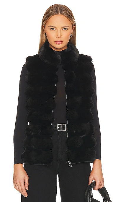 Jocelyn Plush Faux Fur Reversible Vest In Black