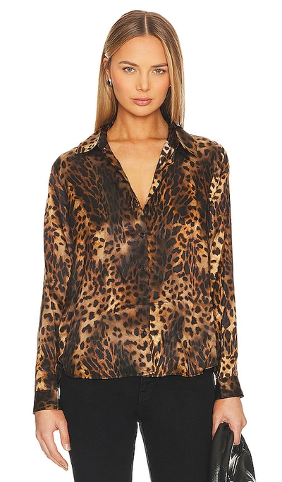 L Agence Tyler Leopard-print Silk Shirt In Brown Multi Oil Leopard