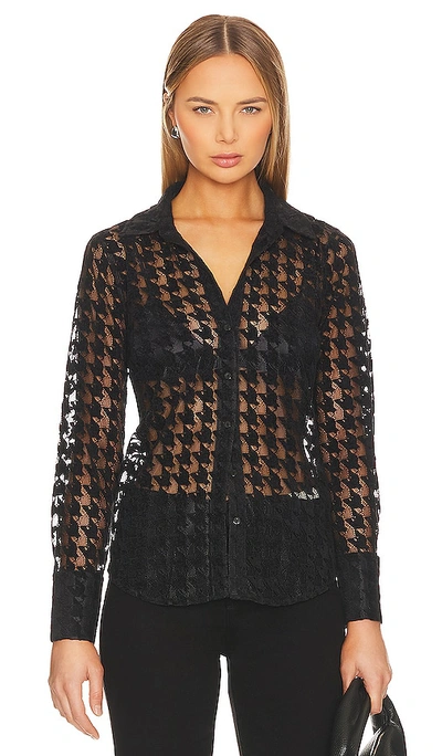 L Agence Hailey Blouse In Black Houndstooth