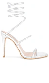 Steve Madden Exotica Ankle Wrap Sandal In Silver Snake