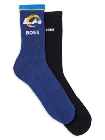 Hugo Boss Boss X Nfl Two-pack Of Cotton Short Socks In Rams