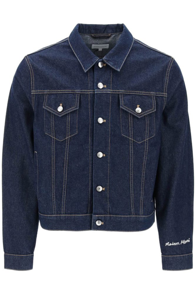 MAISON KITSUNÉ MAISON KITSUNÉ LOGO EMBROIDERED LIGHT DENIM JACKET