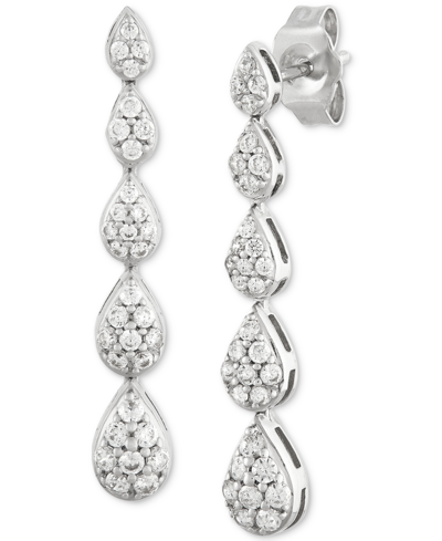 Forever Grown Diamonds Lab Grown Diamond Pear Cluster Graduated Linear Drop Earrings (1/2 Ct. T.w.) Set In Sterling Silver