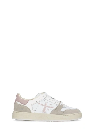 Premiata Quinnd Panelled Leather Sneakers In White