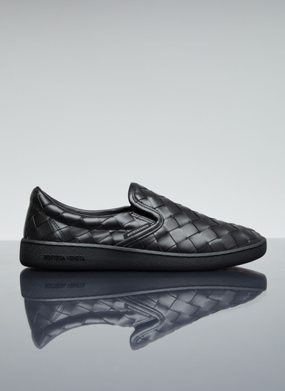 Bottega Veneta Intrecciato Slip-on Sneakers In Black