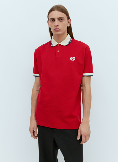 Gucci Stretch Cotton Piquet Polo Shirt In Red