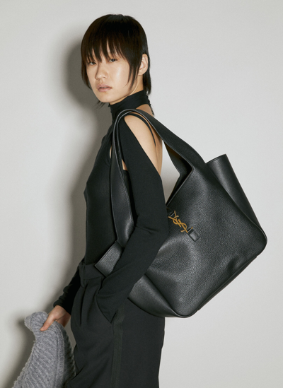 Saint Laurent Bea Leather Tote Bag In Black | ModeSens