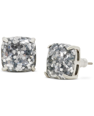 Kate Spade Glitter Crystal Square Stud Earrings In Silver Glitt