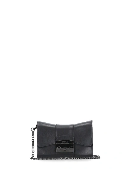 Furla Metropolis Remix Mini In Leather In Black