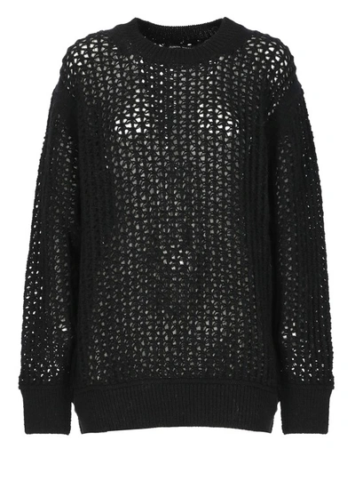 Junya Watanabe Open-knit Wool Jumper In Black