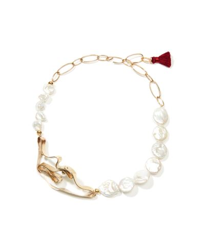 Nectar Nectar New York Pearl Winding Statement Necklace In Gold