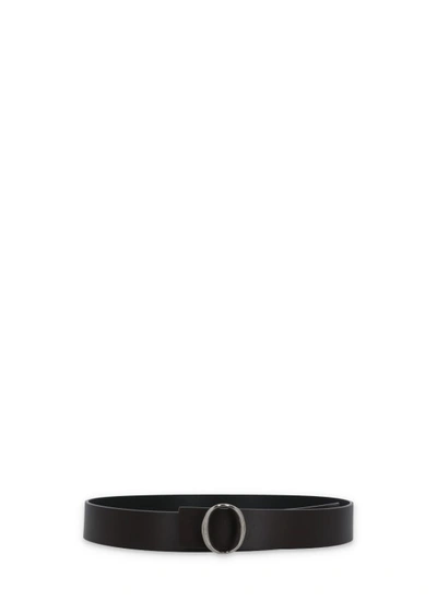 Orciani Brown Leather Reversible Belt In Black