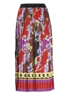 Versace Jeans Couture Pleated Chain-print Pull-on Midi Skirt In Burgundy