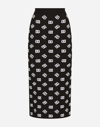 Dolce & Gabbana Chic Black Mambo Midi Skirt With White Pots In プリント