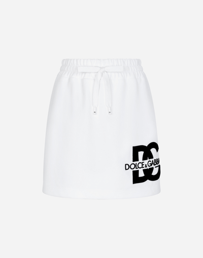 Dolce & Gabbana Jersey Miniskirt With Dg Logo Patch In ホワイト