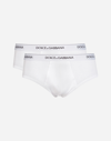 Dolce & Gabbana Brando Briefs In Ribbed Cotton In ホワイト
