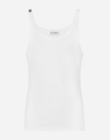 Dolce & Gabbana Classic Fit Cotton Blend Tank Top With Ribbed Texture In ホワイト