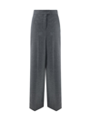 Fendi Wide Leg Wool Pants In Light Grey Melange