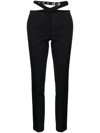 Attico Waist-strap Wool Trousers In Black