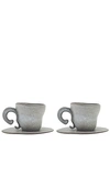 ANISSA KERMICHE SPILL THE TEA-CUPS ESPRESSO CUPS SET OF 2 – FRECKLED GREY MATTE