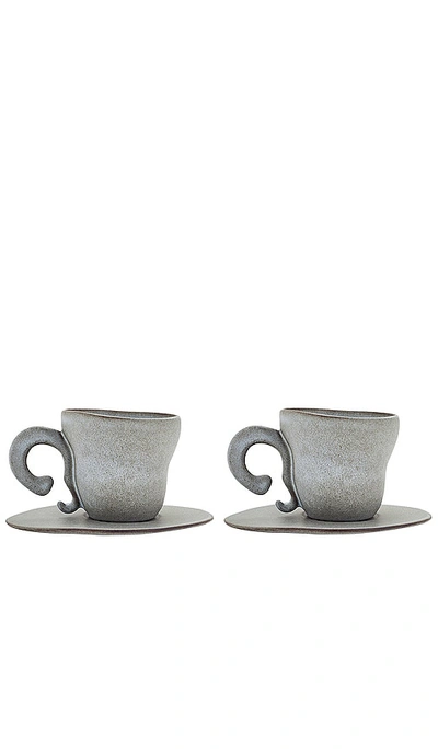 Anissa Kermiche Spill The Tea-cups Espresso Cups Set Of 2 In Freckled Grey Matte