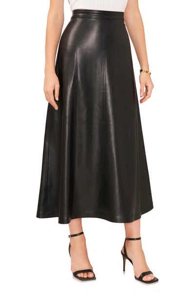 Vince Camuto Faux Leather A-line Skirt In Rich Black