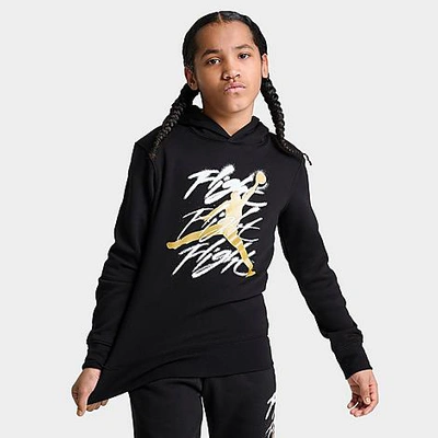 Nike Kids' Jordan Boys' Flight Spray Pullover Hoodie In Black/gold