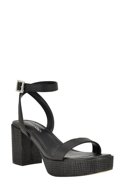 Calvin Klein Lalah Ankle Strap Platform Sandal In Black01