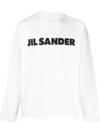 Jil Sander Men White Crewneck Sweatshirt With Contrasting Logo Print At The Front In Cotton Man In White