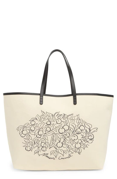 Mansur Gavriel Oversized Canvas Tote In Natural/flamma