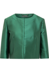 Alberta Ferretti Structured Cropped Jacket With 3/4 Sleeves In Green