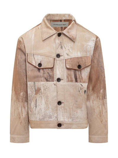 Andersson Bell Abstract-print Shirt Jacket In Sand
