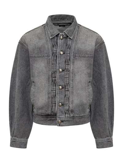 Andersson Bell Spread-collar Cotton Denim Jacket In Black