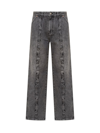 Andersson Bell Contrast-stitching Light-wash Jeans In Black