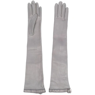 Armarium Buckle-detail Elbow-length Leather Gloves In Grey