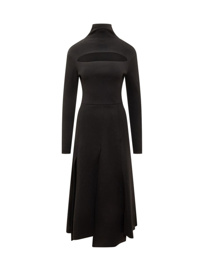 A.w.a.k.e. Chest-cutout Ribbed-knit Midi Dress In Black