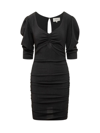 Ba&sh Wally Ruched Puff-sleeve Minidress In Black