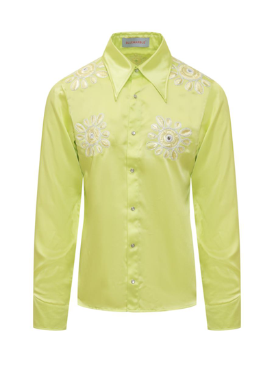 Bluemarble Green Embroidered Shirt In Khaki