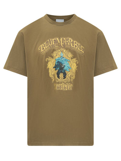 Bluemarble Cotton T-shirt With Graphic Print In Green