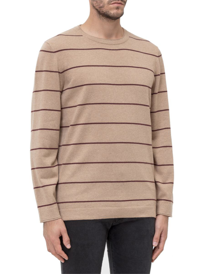 Brunello Cucinelli Striped Crewneck Sweater In Brown