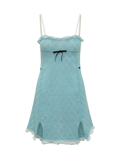 Cormio Sheer-coverage Knitted Dress In Sky Blue