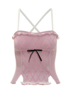 Cormio Heidi Cotton Blend Top W/velvet Ribbon In ピンク